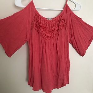 Pink Cold Shoulder Top